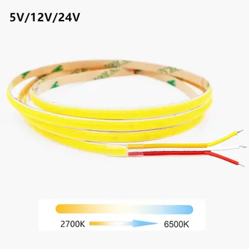 Cct Cob Led Strip Licht 2700K Tot 6500K 5V 12V 24V Dubbele Kleur Dual Temperatuur Dimbare Instelbare Kleur 5Mm Breedte Ultradun