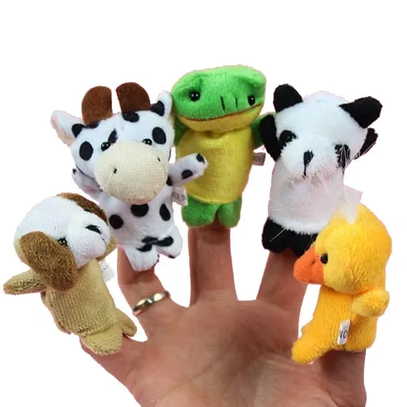 1/10 pz/lotto giocattoli di peluche per bambini Happy Family Fun Cartoon Animal Finger Puppet Hand Kid Learning & Education Toys figure regalo burattino