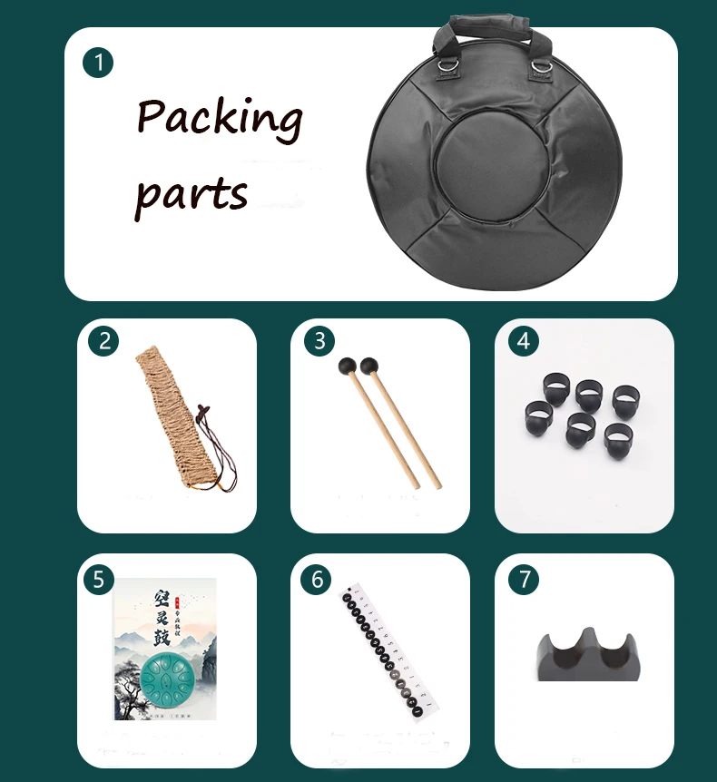 Hooqu 12-Inch Handpan Hollow Stainless Steel Percussion Instrument 11-Tongue Meditation Drum For School Music Teaching