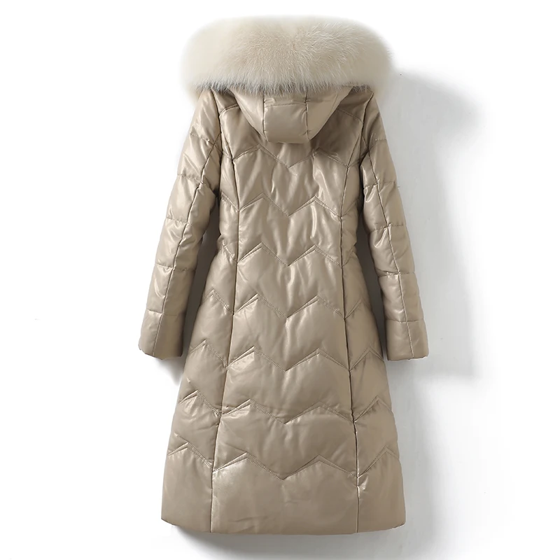 M-5XL Mid-length Hooded Real Fox Fur Collar Parkas Women Winter Sheepskin Coats Windproof Warm White Duck Down Jacket Outwear