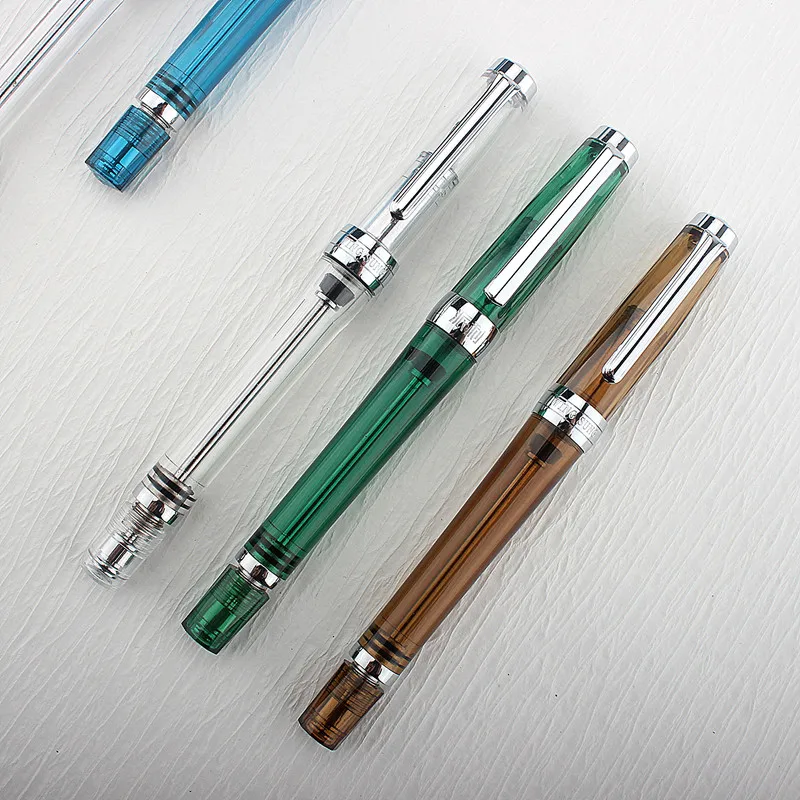 

High Quality Yong Sheng plastic Fountain Pen Vaccum Filling EF/F Transparent color ink pens Stationery Office School Supplies