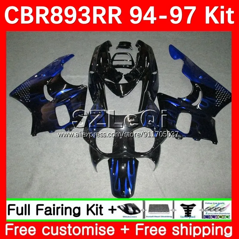 Body For HONDA CBR 893 893RR CBR900 CBR893 RR CC CBR893RR 94 95 96 97 45No.57 Blue flames CBR900RR 1994 1995 1996 1997 Fairing