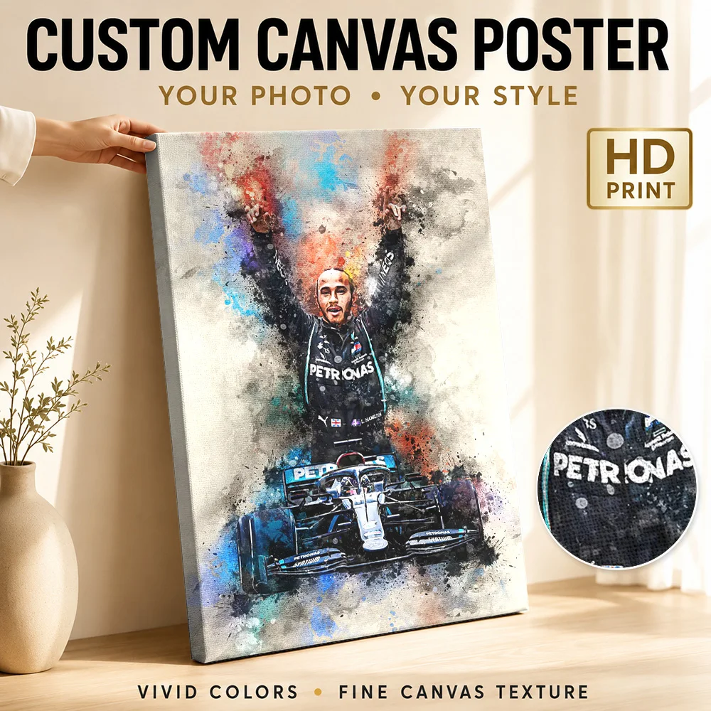 Lewis Hamilton Framed Canvas Poster Customized Modern Aesthetic Wall Art for Dining Room Decor Ready to Hang Housewarming Gift