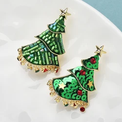 Wuli&baby 2-design Christmas Tree Brooches Pins For Women High Quality Handmade Shining Trees New Year Party Office Brooch Gifts