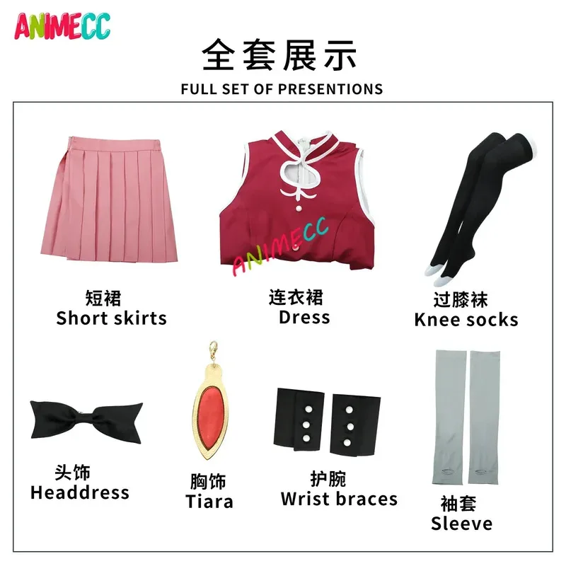 In Stock XS-2XL Sakura Kyoko Cosplay Puella Magi Madoka Magica Combats Wig Anime Halloween Party Costume for Women