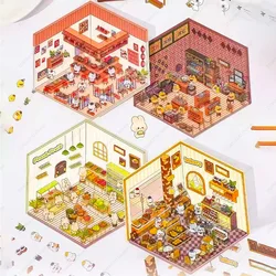 Cartoon Miniature Scene Stickers  3D DIY Landscaping Visual Stacking Three-dimensional Stickers Christmas Gift For Children