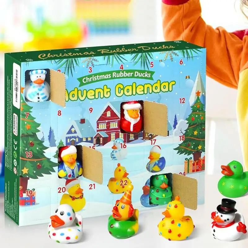 Rubber Duck Advent Calendar 2024 Christmas Countdown Calendar Ducks Shower Toy 24 Days Bath Toys for Children Xmas Gifts