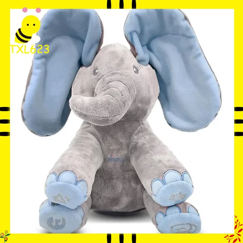 

Интерактивная поющая анимированная плюшевая игрушка-слоник Peek A Boo для детей