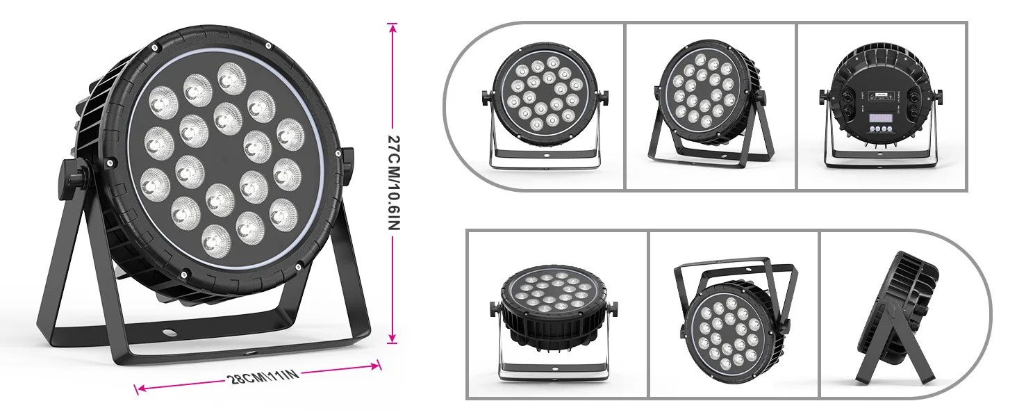 U'King 4PCS IP65 Waterproof Flat Stage Light 18 LED Par Light RGBW DMX512 Effect DJ Disco Party Christmas Bar Wedding Show Light