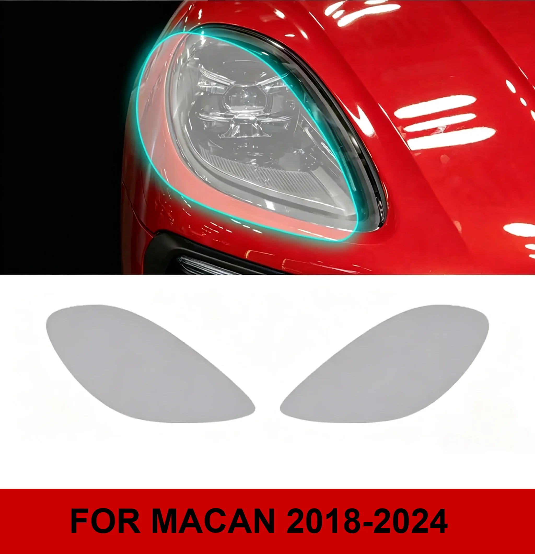 For Porsche Macan 2018-2024 Car Headlight Film Clear Smoked Transparent TPU Protective Film PPF Anti-scratch Sticker