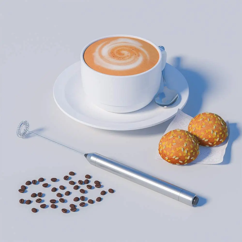 Handheld Milk Frother Bateria, Mini misturador, Fabricante de espuma elétrica, Espuma de leite de aço inoxidável para café