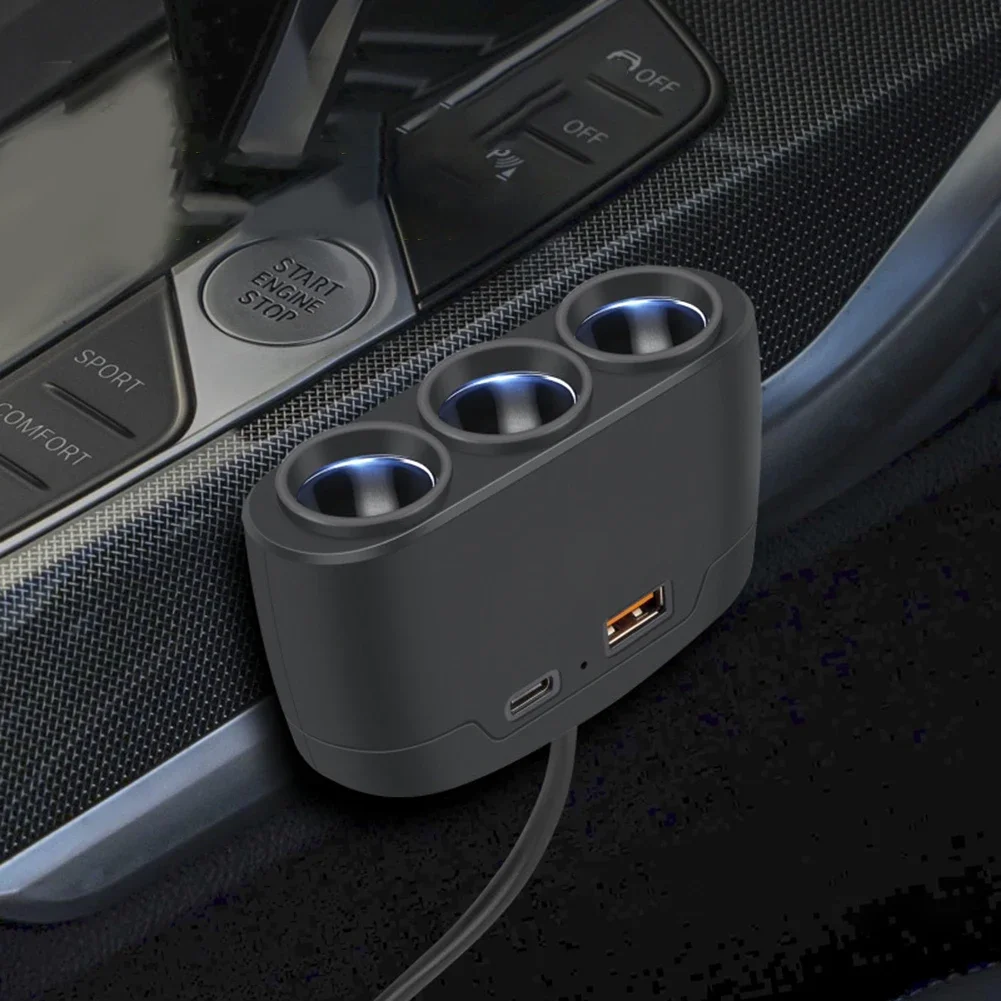 3 Way Car Charger 12-24V Car Adapter Built-in Protective Circuits Compact And Portable Multi-socket Design In Your Car