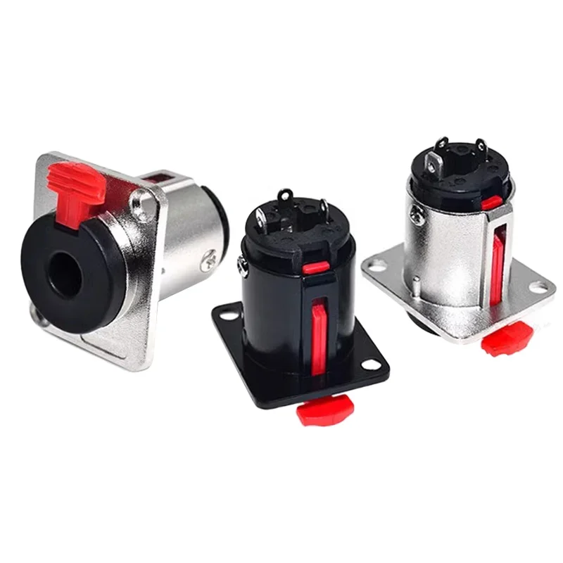 6.35MM Stereo XLR Panel Mount Jack Socket 2 Hole Female Chassis Mount Audio Connector