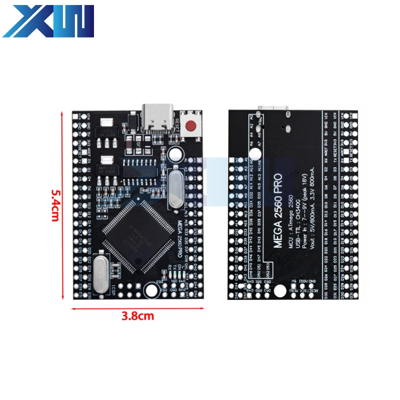 Imagem -05 - Mega 2560 Pro Mini 5v Incorporar Ch340g Atmega256016au com Pinheaders Masculinos Compatível para Arduino Tipo-c Micro Interface