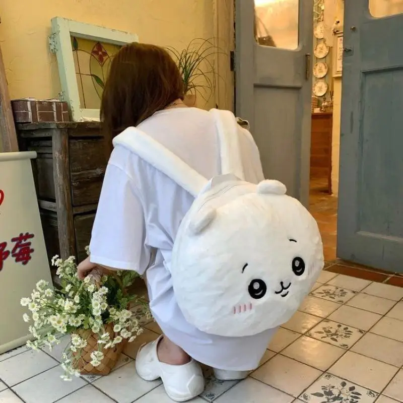 Kawaii Cartoon Cute Chiikawa Girl Velvet Backpack Travel Storage Student New Anime Figure Bags for Woman Hachiware Usagi