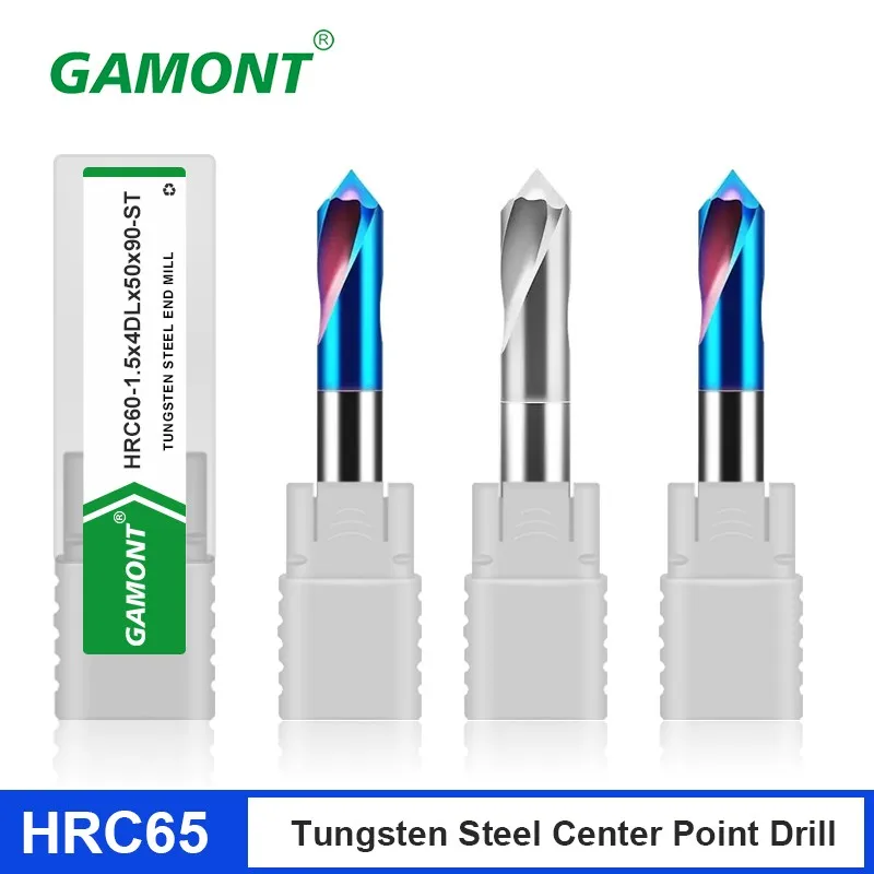 GAMONT HRC65 Tungsten Steel Center Point Drill For Stainless Steel Aluminum 90° Cemented Carbide CNC Centering Drill Bit Tools