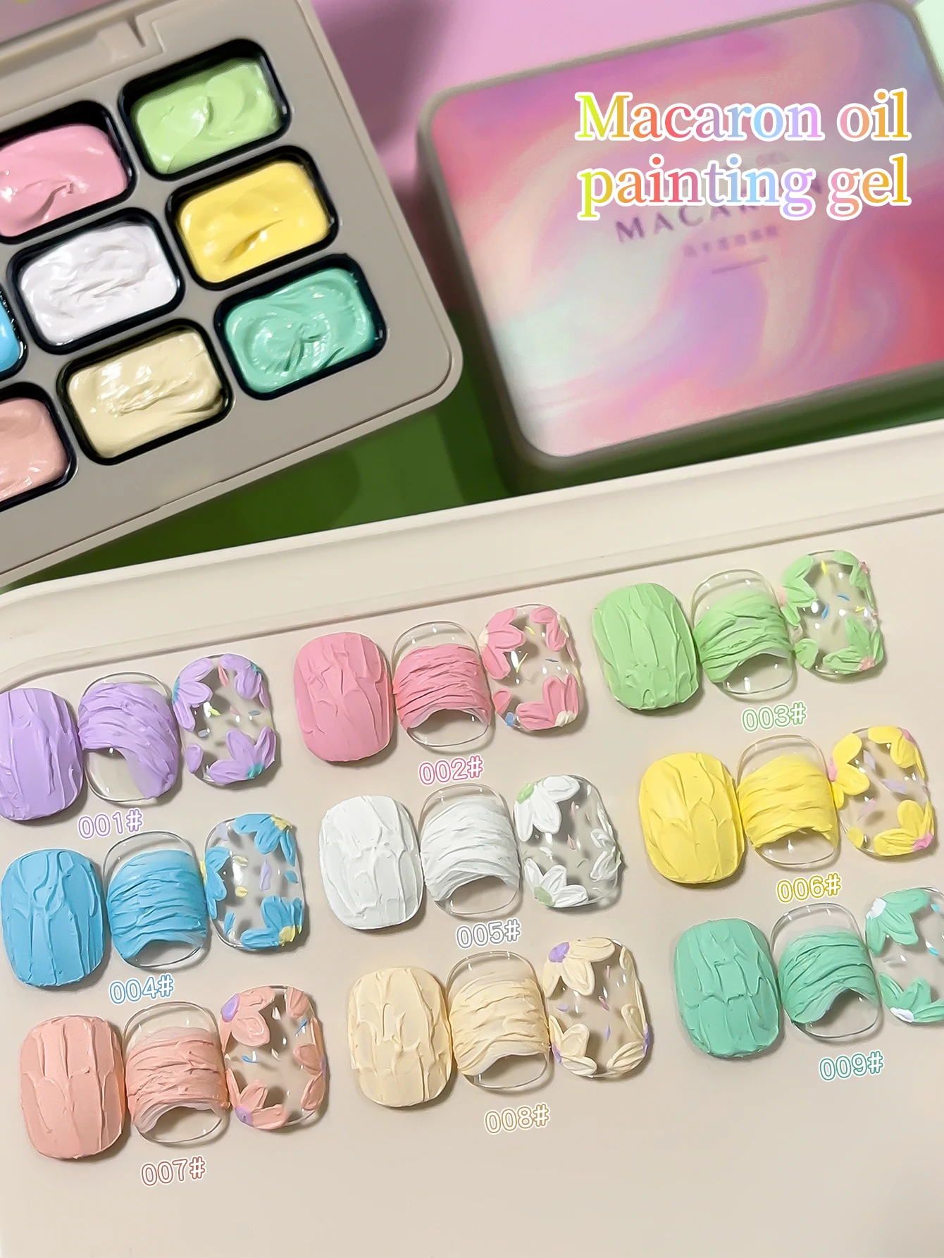 Esmalte de Uñas Semipermanente de Alta Saturación en Gel, 9 Colores Macaron, Efecto Pintura al Óleo, Popular, Ma Ka Long