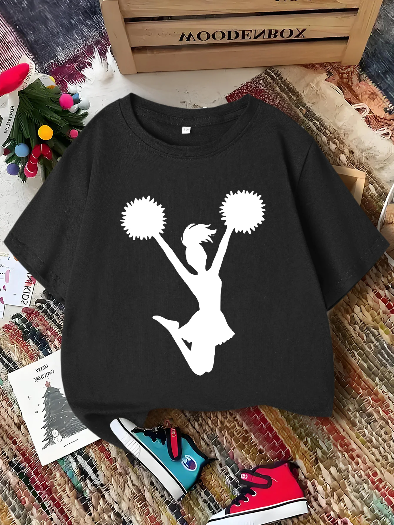 Cheerleader Silhouette Simple Print Kids Tee Boys Girls Family Matching Short Sleeve Breathable Daily Parent Child Comfort Tops