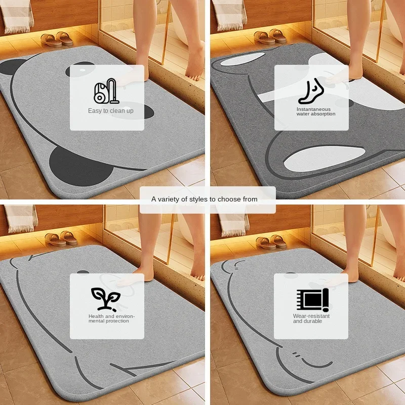 Soft Diatomaceous Earth Quick Drying Floor Mat, Water Absorbing and Anti Slip Foot Mat for Bathroom Entrance