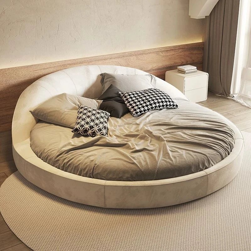 Luxury Nordic Bed Bedroom Modern Aesthetic King Size Double Bed Round Sleeping Camas De Matrimonio Dormitorio Home Furniture