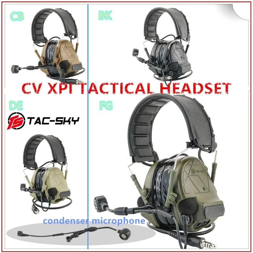 TAC-SKY Military TACSKYC5 XPI Communication Headset Hearing Protection Noise Cancelling Pickup Headphones for Shooting Sports