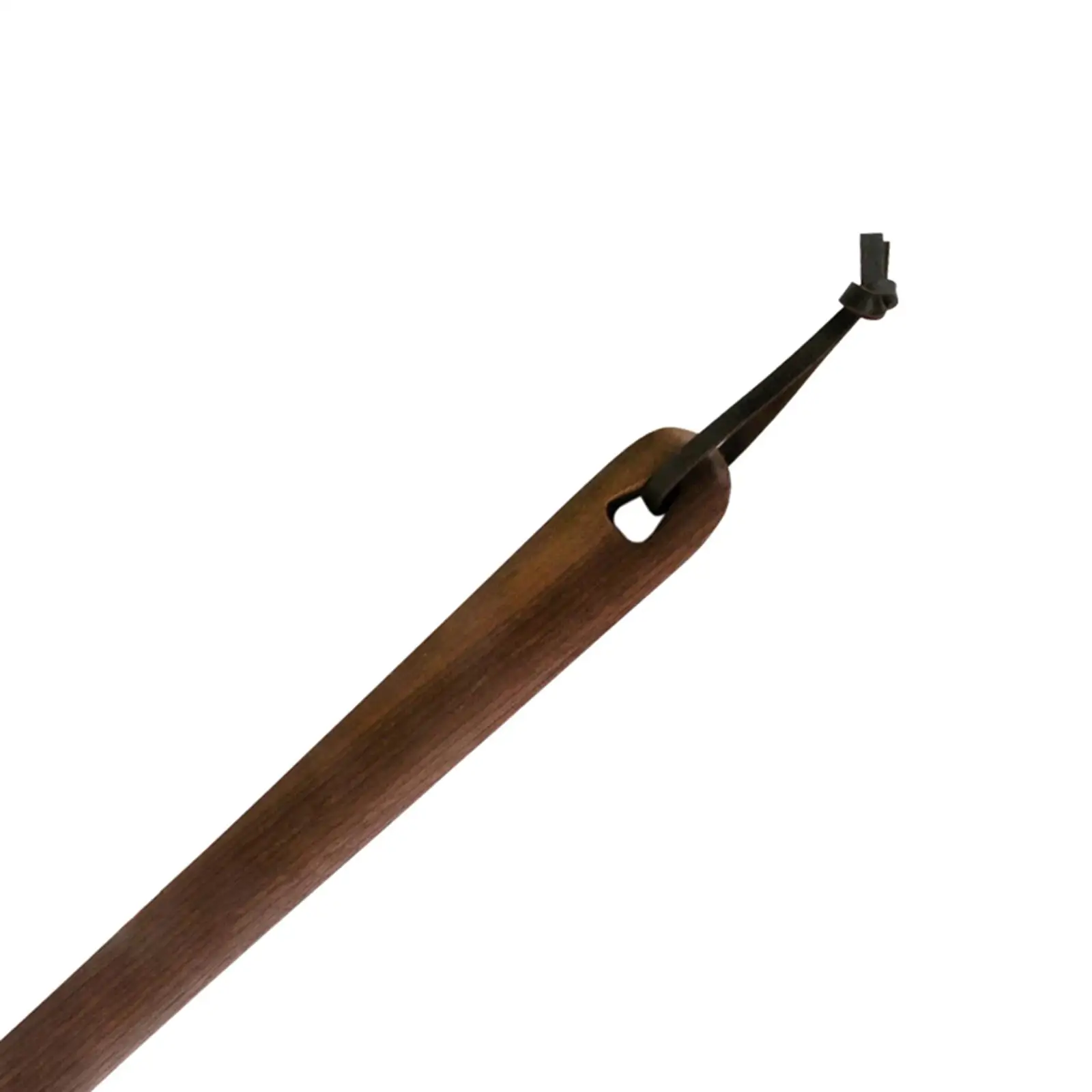 Wooden Boot Horn Long Shoehorn Walnut Finish Shoe Dressing Aid Rope for Easy Storage for Elderly Users