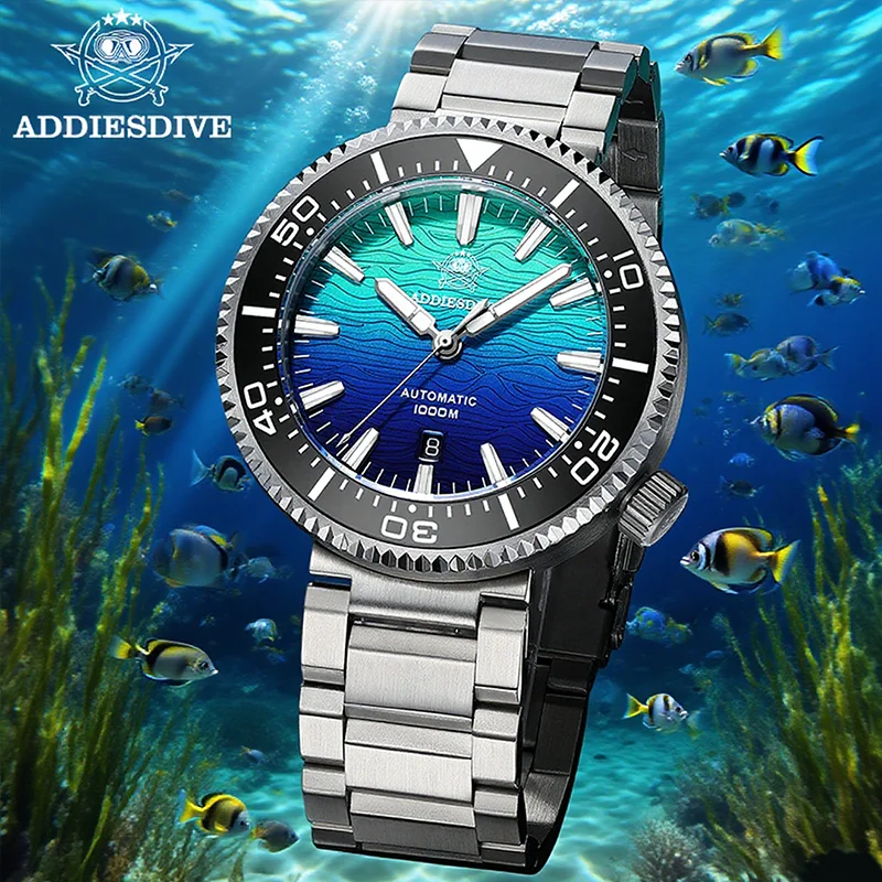 

ADDIESDIVE 1000m Diver Watch Luxury Sapphire Mountain Texture Automatic Watches BGW9 Luminous ﻿New AD2526 Man Mechanical Watch