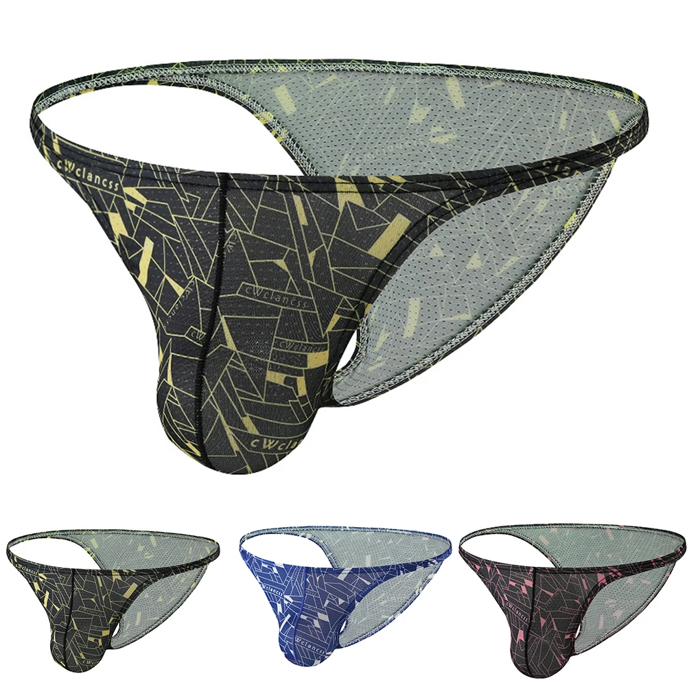 Printed Mini Briefs Breathable Briefs For Active Lifestyle Classic Style Comfortable Fit Male Briefs Mesh Fabric
