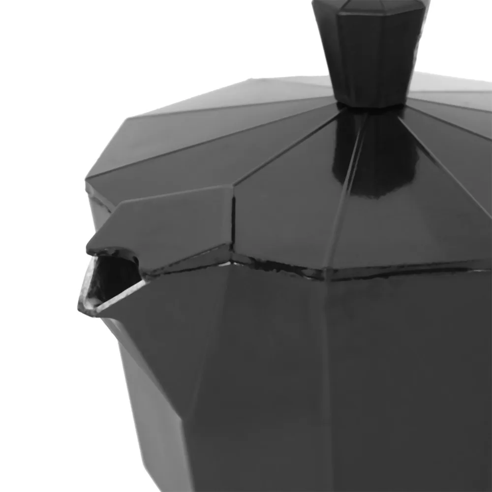 Coffee Tool 150ml Capacity Coffee Pot Black Aluminum Alloy Aluminum Coffee Maker 3 Cup Portable Italian Coffee Maker Home Use