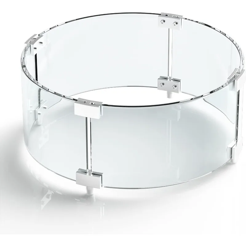 Fire Pit Glass Wind Guard , Thick Rectangular Heat-Resistant Tempered with Hard Aluminum Corner Bracket and Feet