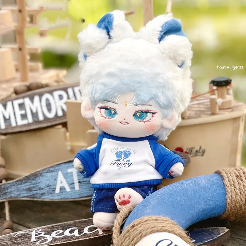 No Attribute Island Boy Fashion Street Cool Handsome Casual Clothes 20cm Plush Doll Outfit Cosplay Dress Up Plushie Gift