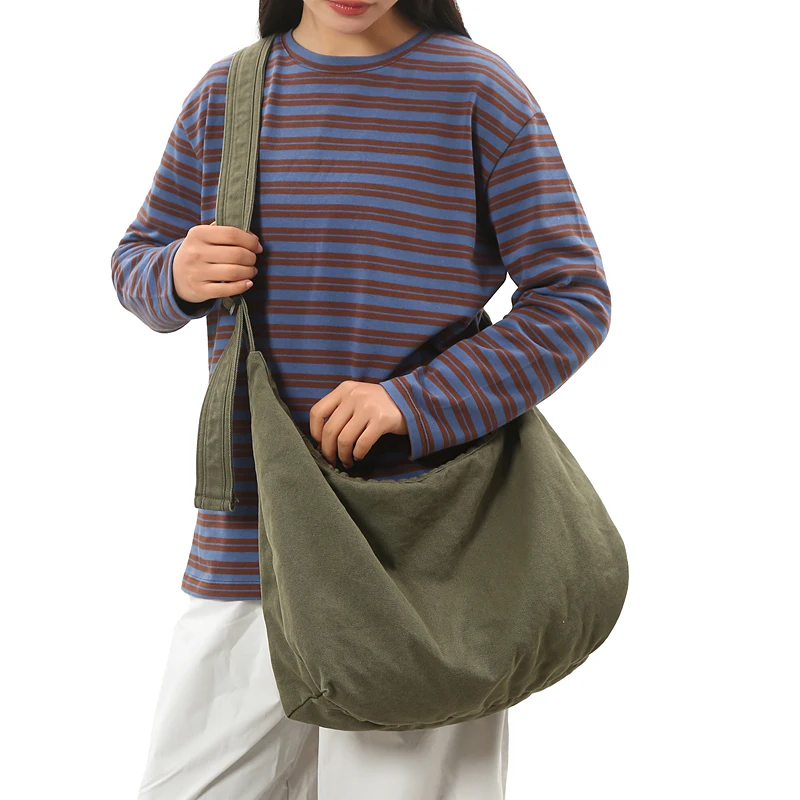 حقيبة كتف قماش عادية للنساء سعة كبيرة حقيبة كروسبودي بلون بسيط الطالبات حقيبة مدرسية حقائب اليد 2025 #1