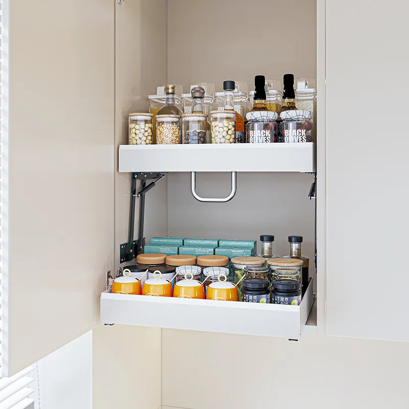 Cabinet pull-down storage rack kitchen hanging cabinet lift-up basket