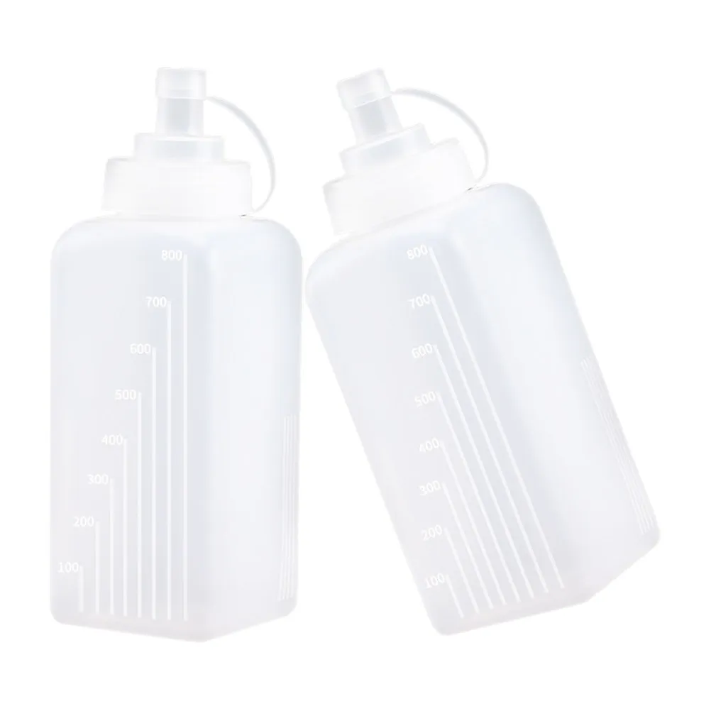 2Pcs Squeezing Bottles Square Shape Large Opening Leak-Proof Sauce Dispensers for Home Bar Kitchen Salad Dressing Jam Honey