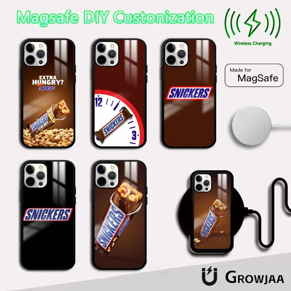 

S-SniCKersS Chocolate Phone Case For IPhone 16 15 14 13 12 11 Pro Max Plus Mini Magsafe Mirror Wireless Magnetic Funda