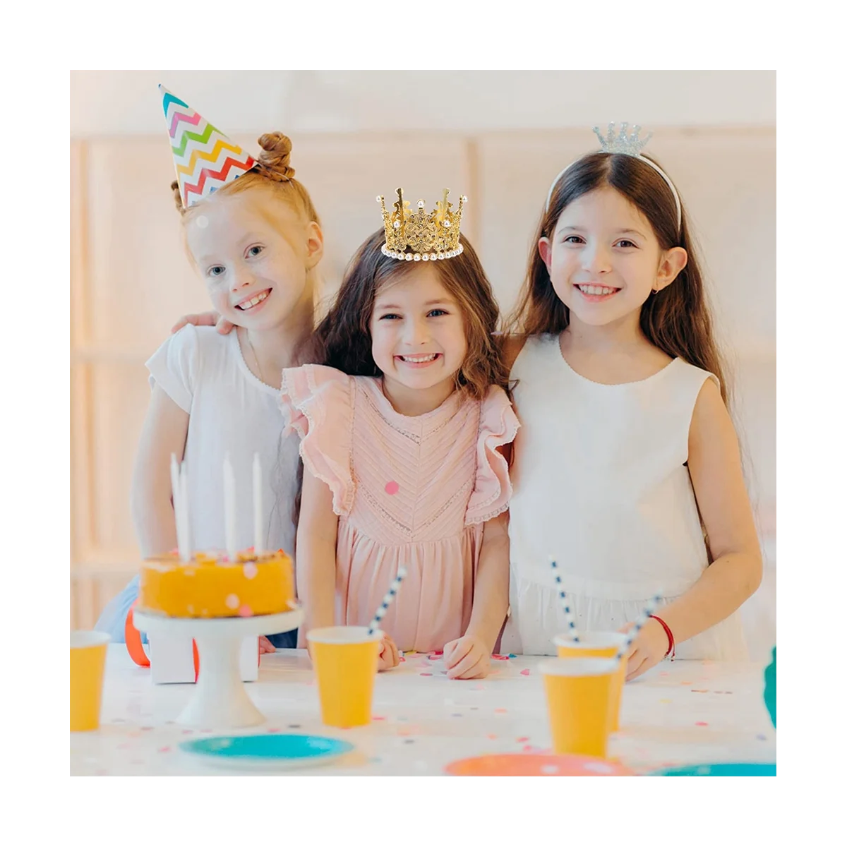 Mini Couronne de Décoration de Gâteau, 2 Pièces, Diadème de Reine en Strass, Perles, pour ixd'Anniversaire et de Mariage