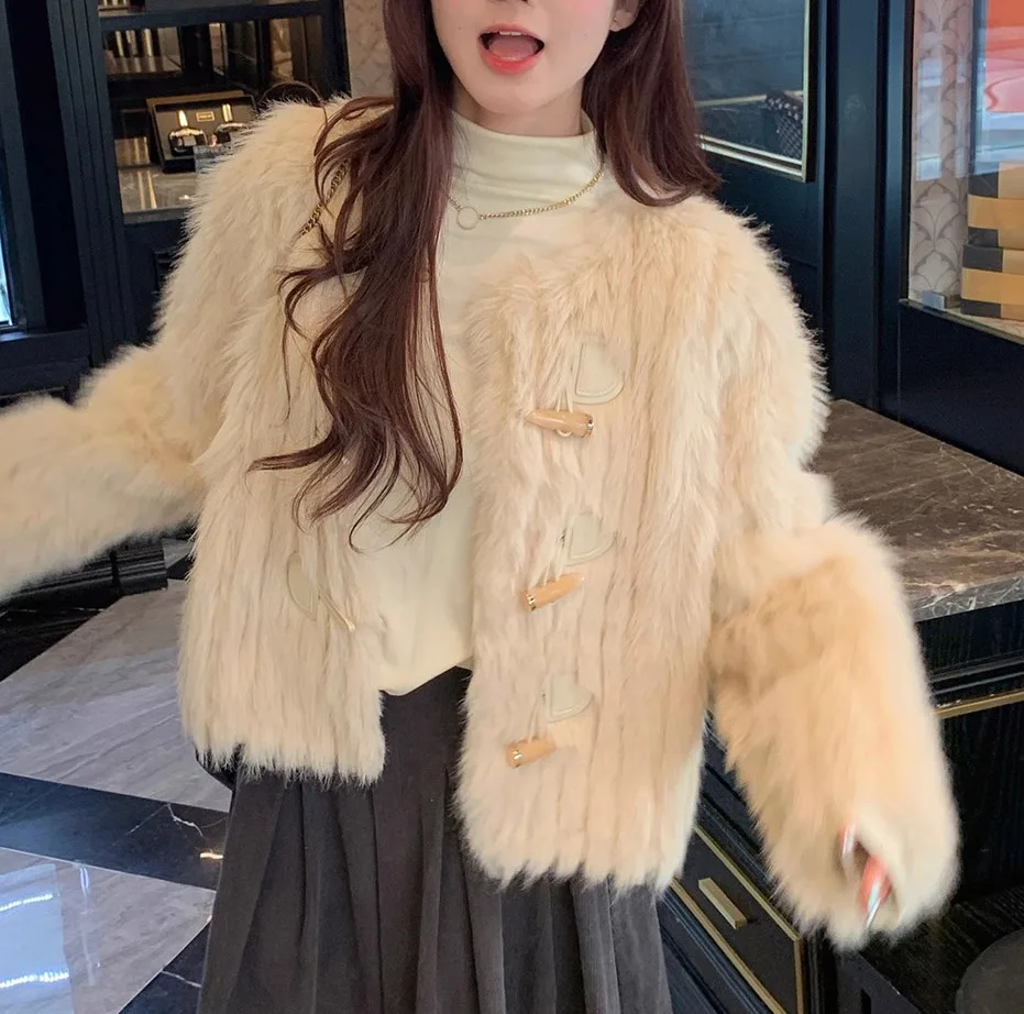 

women's eco-friendly fox fur double-sided woven imitation fur winter new style