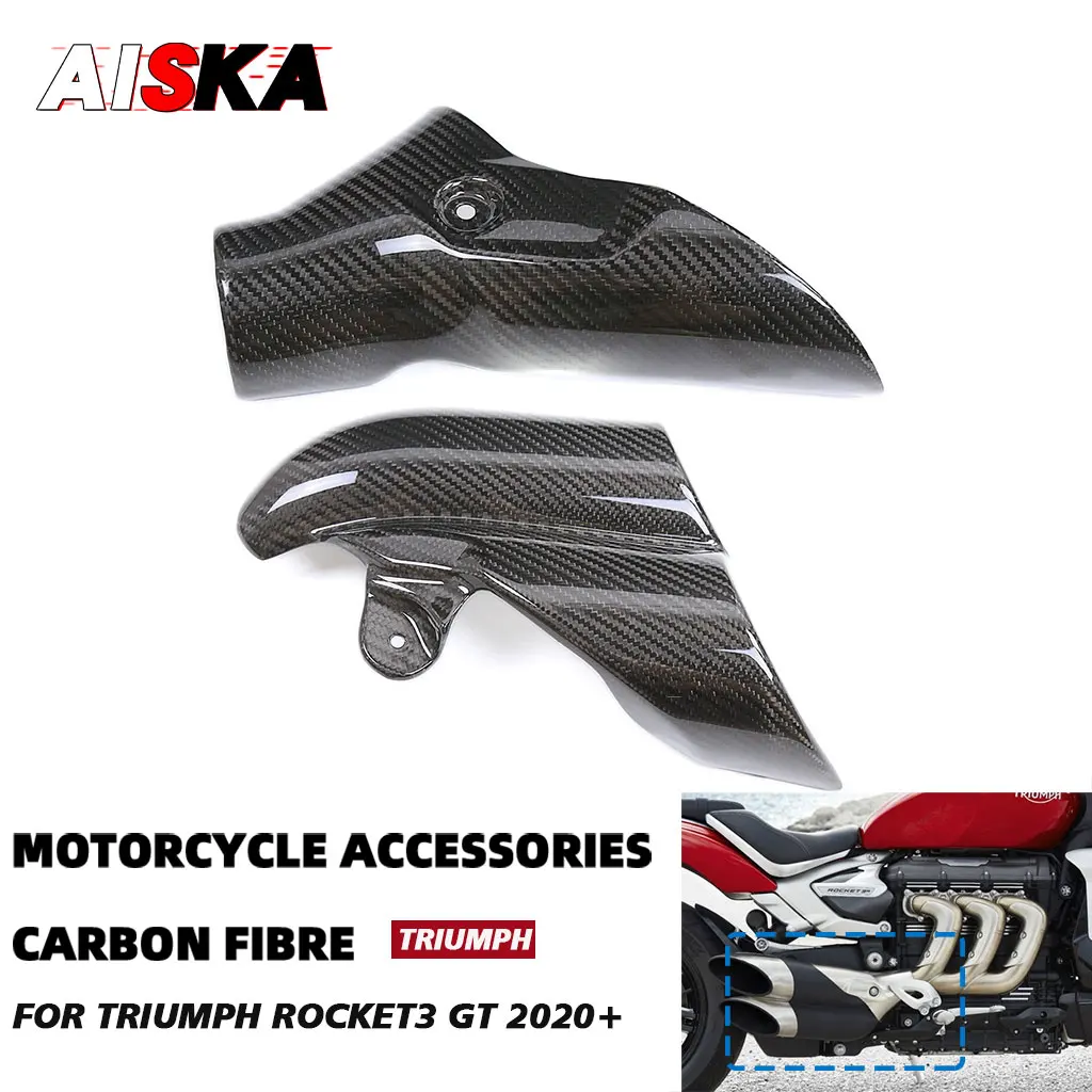 

Motorcycle Carbon Fiber Exhaust Heat Shield Accessories Cover Parts For Triumph Rocket III Rocket3 GT 2020 2021 2022 2023 2024