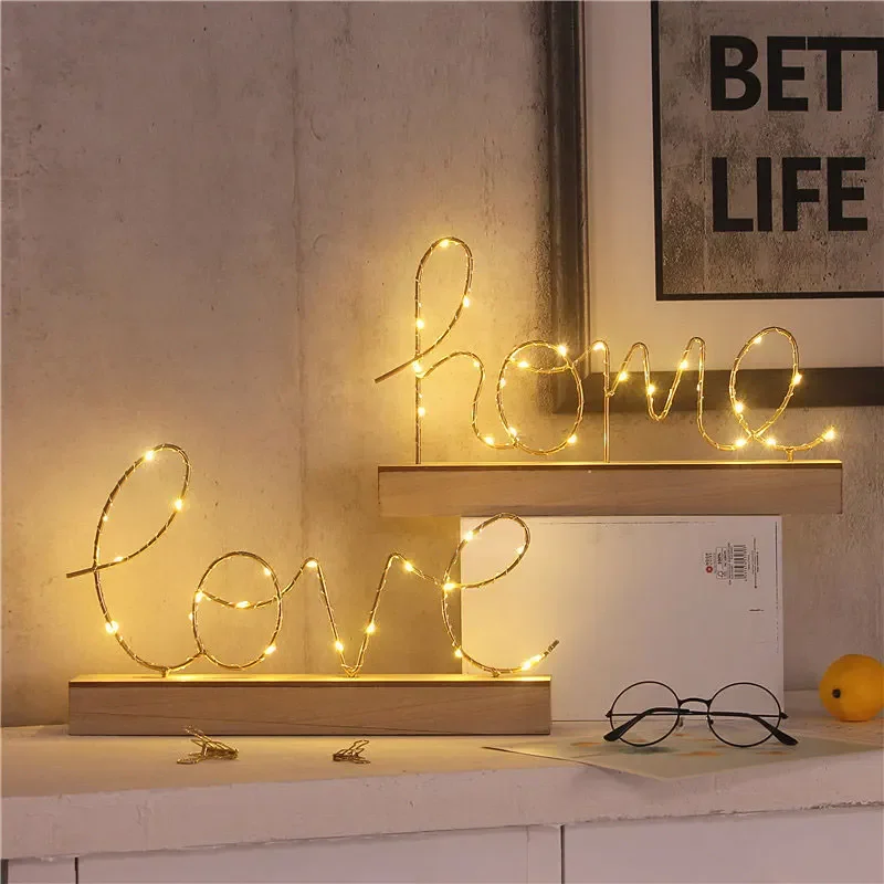 Nordic Iron Love Words Light Metal Decoration Show Pieces For Home Girl Room Decoration Accessories