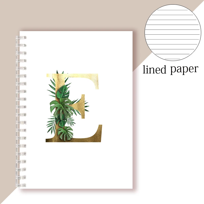 A5 Spiral Notebook Initial Alphabet Letters Note Book Writing Pads Majuscule Letter Flower Decor Personality Name Art Design