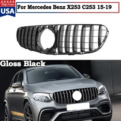 Front Bumper Grille GlC Class X253 C253 GT Style Front Hood Grille Racing Grill for Mercedes Benz 2015 2016-2019 Replacement