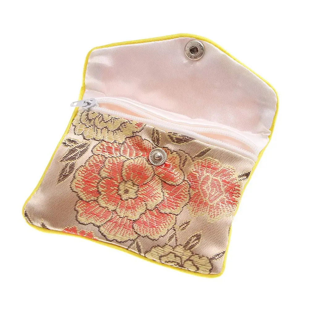 Bracelace Gifts Container Coin Purse Floral Brocade Handmade Buckle Chinese Jewelery Bag Wallet Jewelery Storage Handbags