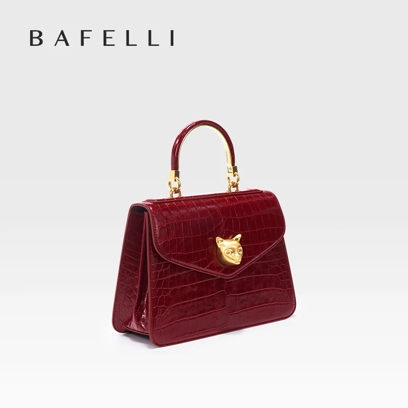 2024 BAFELLI CAT WOMEN'S NEW CROCODILE PATTERN LEATHER FASHION HANDBAG STYLISH BUSINESS FEMALE LEATHER LUXURY BRAND OL PURSE