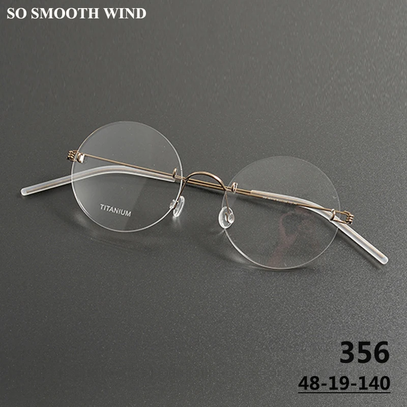 Denmark Brand Frameless Round Eyeglasses 356 Ultralight Men Screwless Titanium Glasses Frames Rimless Spectacles Women Spectacle