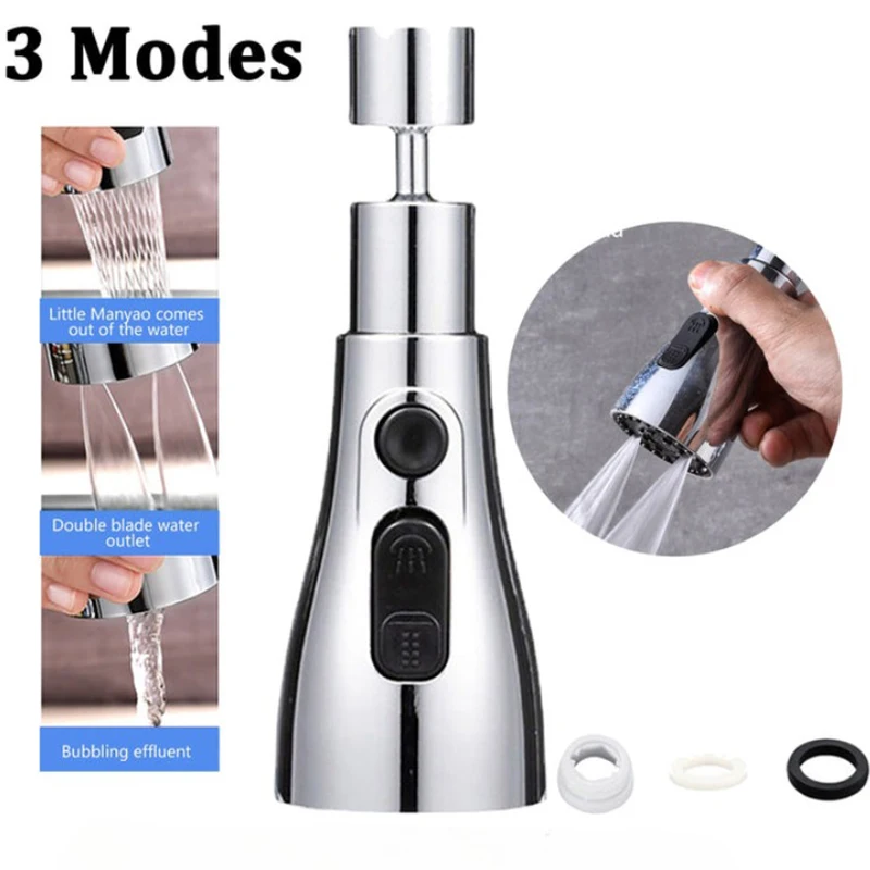 

720° Rotating Kitchen Faucet Extender 3 Modes Adjustable Splash Guard Sink Adapter Home Extended Kitchen Sink Faucet Strainer