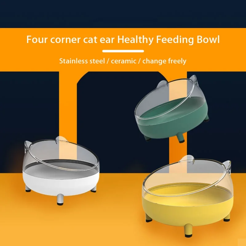 Cat Bowl High Foot Dog Bowl Neck Protector Cat Pet Food Water Bowl Anti-tip Binaural Pet Feeding Cat Accessorie Pet Dessert Bowl