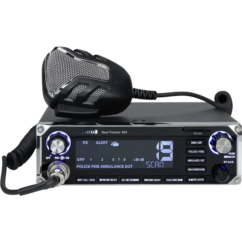 885 Hybrid Full-Featured CB Radio + Digital TrunkTracking Police/Fire/Ambulance/DOT Scanner w/ BearTracker