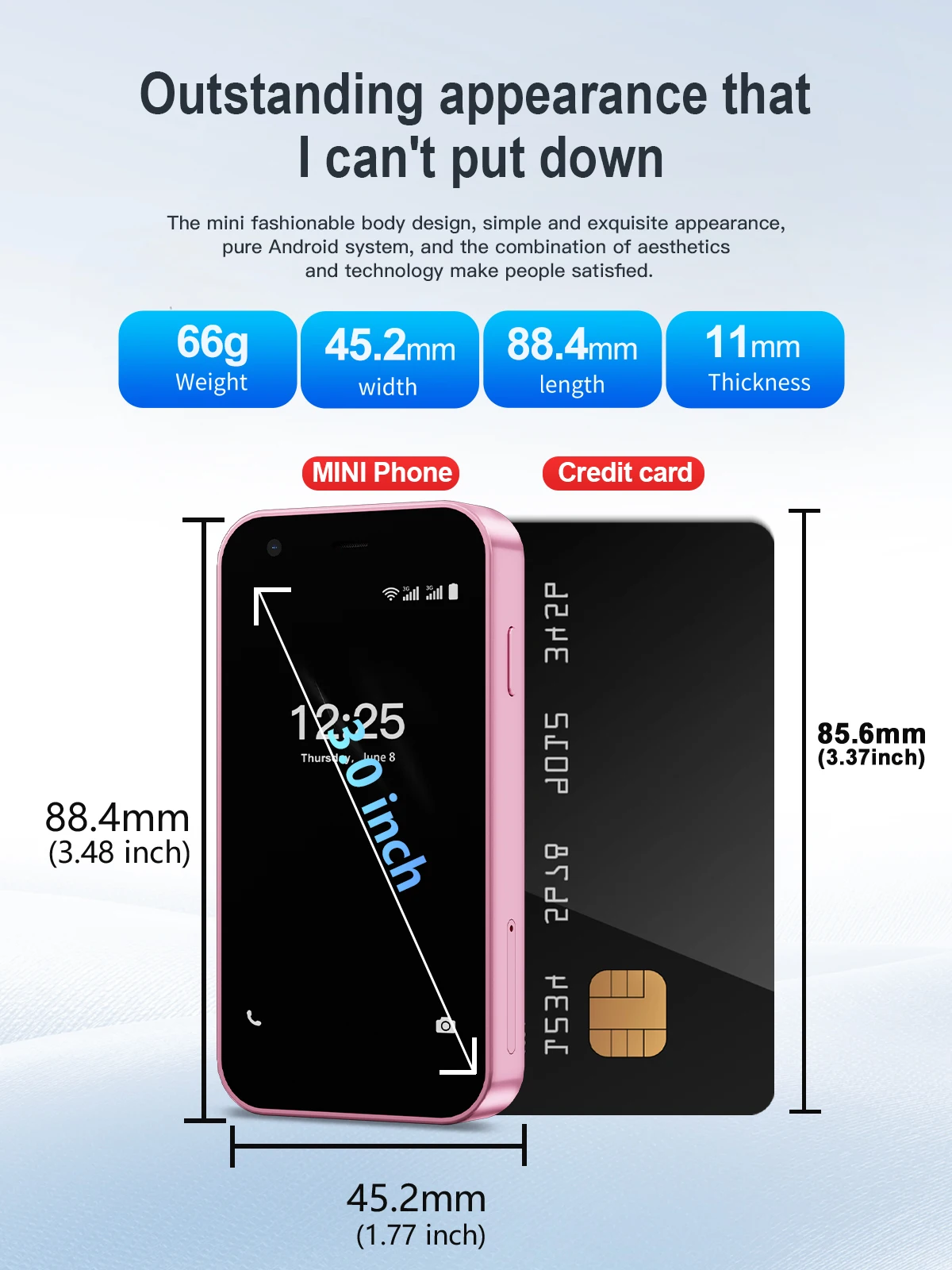 SERVO 15SE Super Mini Smartphone3G WCDMA Dual SIM Android System 2GB+16GB Play Store Wifi 3.0" Small Pocket Cheap Smart Phones