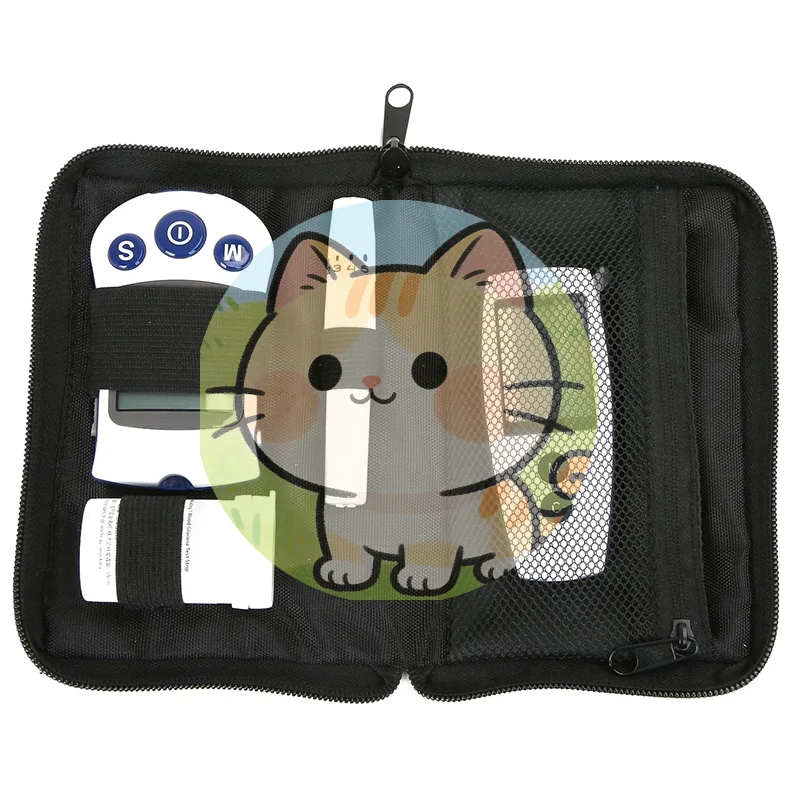 *Portable Blood Glucose Meter Storage Bag Blood Pressure And Oxygen Meter Carrier Organizer Black Zipper Storage Bag Household