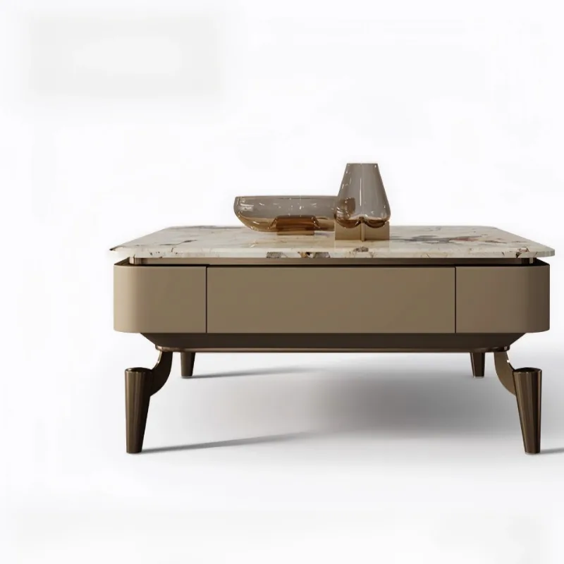 

Italian light luxury square coffee table modern simple living room household small apartment